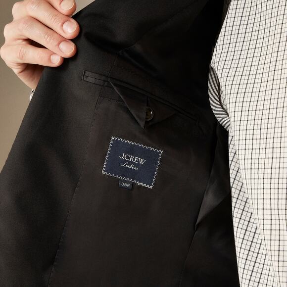 J. Crew Ludlow Slim-Fit Suit Jacket Long Sleeves Italian Wool Black Size 40R NWT - Picture 4 of 14